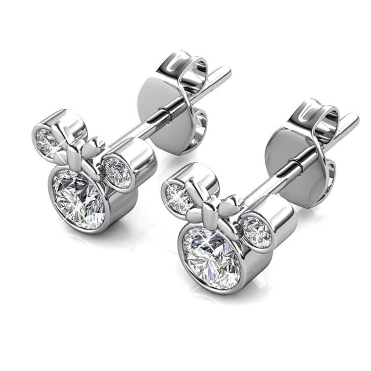 Silver Swarovski Crystal Minnie Mouse Stud Earrings - 