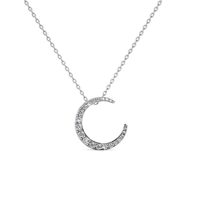 12 in 1 Silver Moon, Horn and Star Necklace - Rhodium Plated with Crystals from Swarovski - STYLACITY