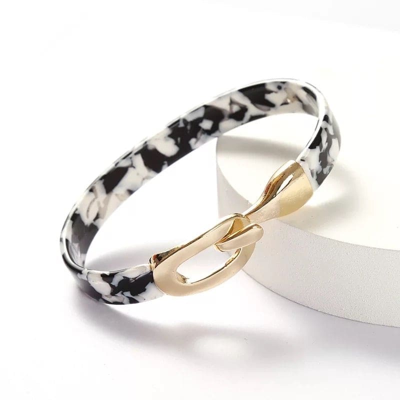 Acrylic Open Cuff Bracelet in Black and White and Multi 