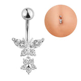 Belly Bar Silver Butterfly for Belly Button Piercing - Body 