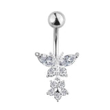 Belly Bar Silver Butterfly for Belly Button Piercing - Body 