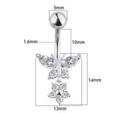 Belly Bar Silver Butterfly for Belly Button Piercing - Body 