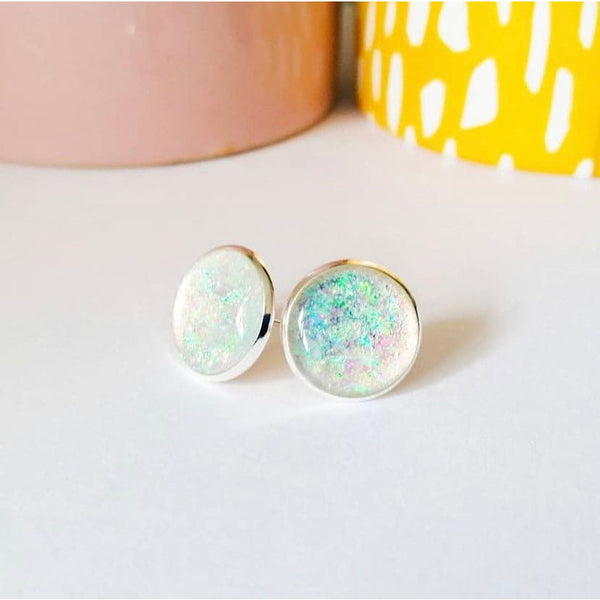 Champagne Opal Effect Resin Stud Earrings