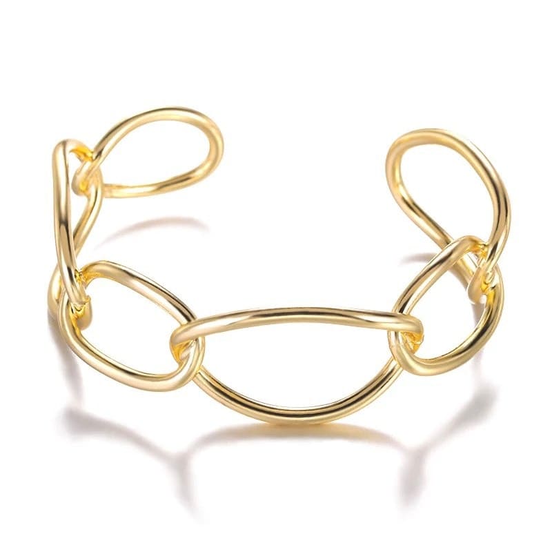 Chunky Chain Open Cuff Bangle Bracelet in Gold or Silver - 
