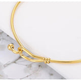 Delicate Hook Clasp Bangle Bracelet in Gold or Silver - 