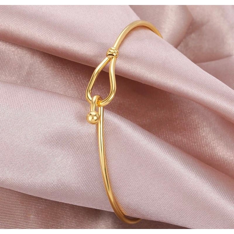 Delicate Hook Clasp Bangle Bracelet in Gold or Silver - 