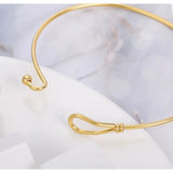 Delicate Hook Clasp Bangle Bracelet in Gold or Silver - 