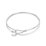 Delicate Hook Clasp Bangle Bracelet in Gold or Silver - 