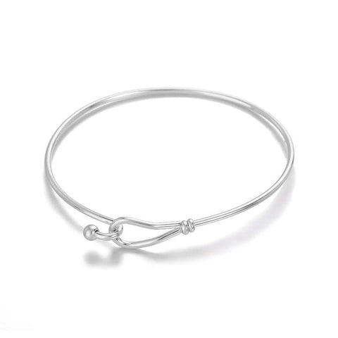 Delicate Hook Clasp Bangle Bracelet in Gold or Silver - 