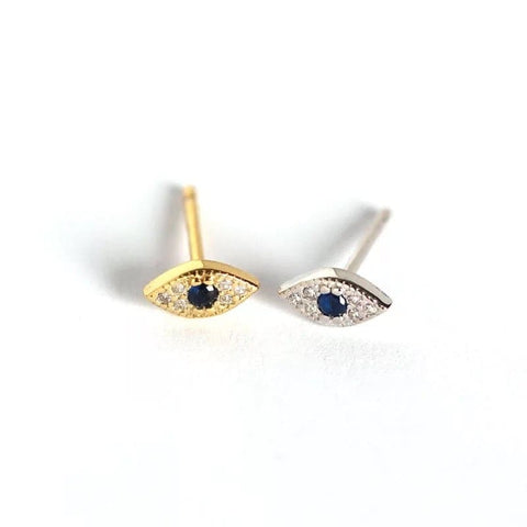 Evil Eye Stud Earrings Sterling Silver