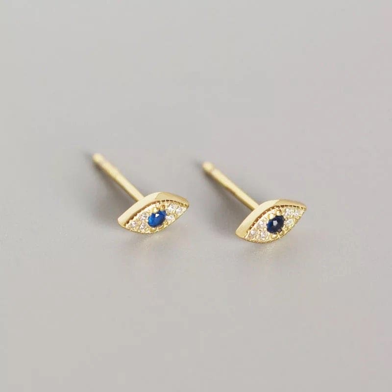 Evil Eye Stud Earrings Sterling Silver - Gold