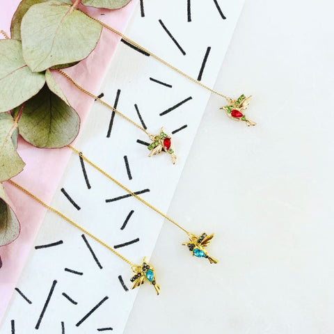 Gold Hummingbird Threader Earrings - Jewellery