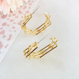 Gold Star Geometric Hoop Earrings - Jewellery