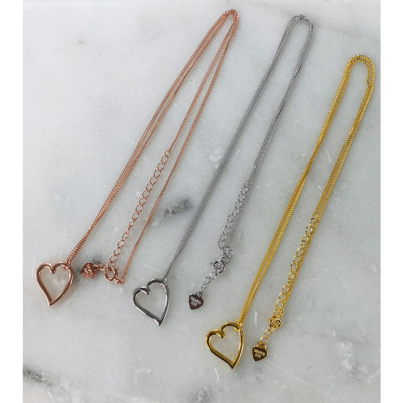 Heart Necklace Sterling Silver - Silver, Gold, Rose Gold - STYLACITY