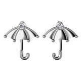 Silver Umbrella Stud Earrings - 18k White Gold Plated with Swarovski Crystals