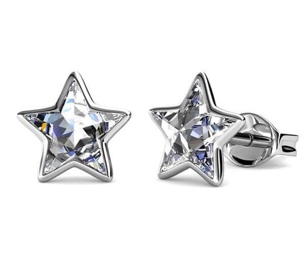 Silver Earrings Christmas Card, Swarovski Crystal  - Merry Crystalmas