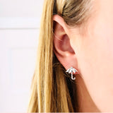 Silver Umbrella Stud Earrings - 18k White Gold Plated with Swarovski Crystals