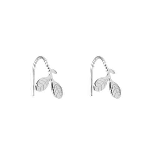 Silver Leaf Ear Cuff Earrings