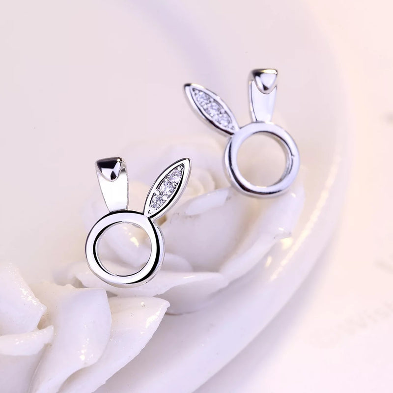 Bunny, Rabbit Ear Silver Stud earrings - Girl’s Earrings, Easter Earrings