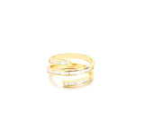 Adjustable Swirl Coil Ring with Cubic Zirconia Stones - Silver and Gold