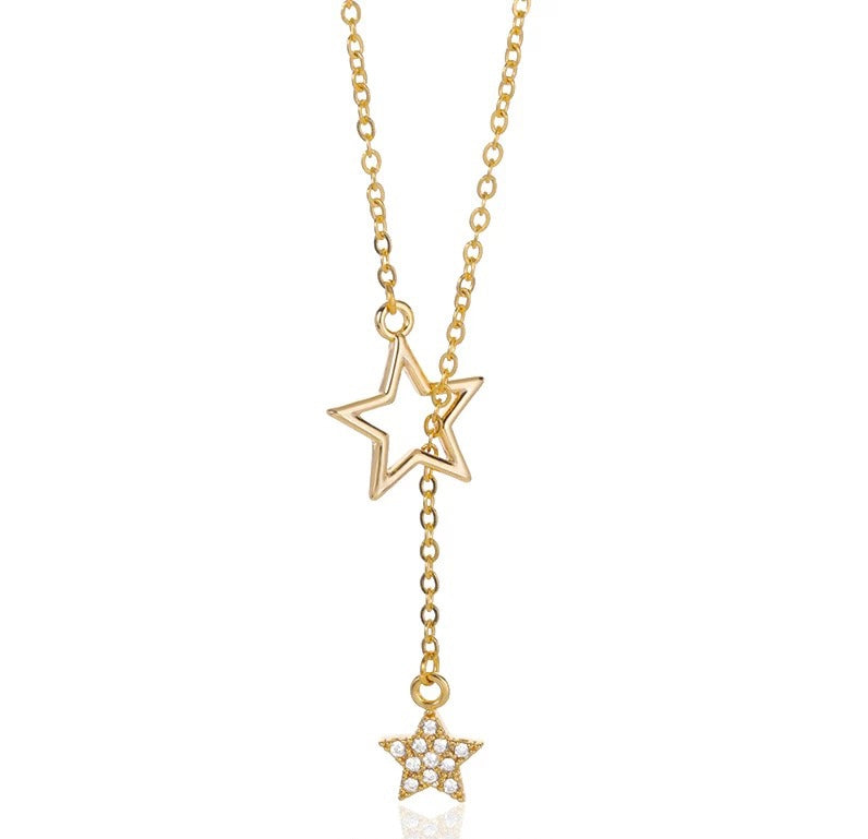Stars Adjustable Lariat Necklace - Gold, Silver and Rose Gold