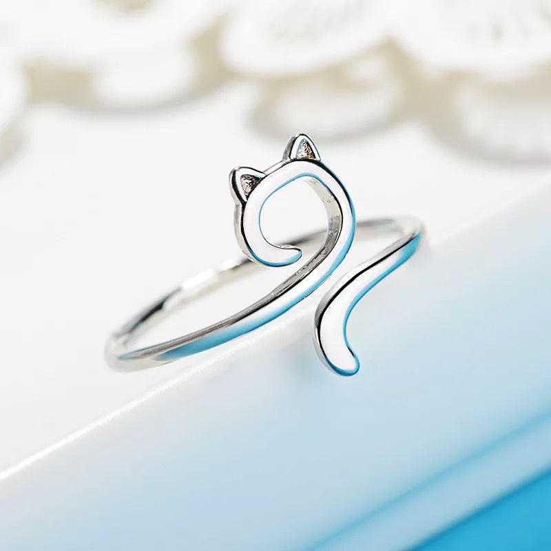 Silver Cat Ring Adjustable