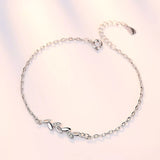 Silver Delicate Leaf Bracelet with Cubic Zirconia Stones