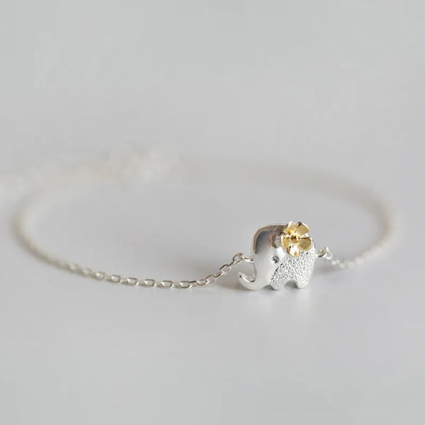 Silver Delicate Elephant Bracelet.