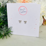 Silver Earrings Christmas Card, Swarovski Crystal  - Merry Crystalmas