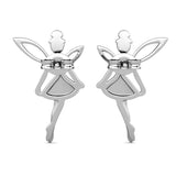 Silver Fairy Ballerina Earrings - Swarovski Crystal and 18k White Gold Plated