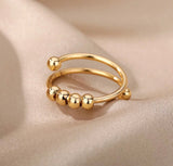 Fidget Anxiety Beaded Ring Adjustable - Gold and Silver