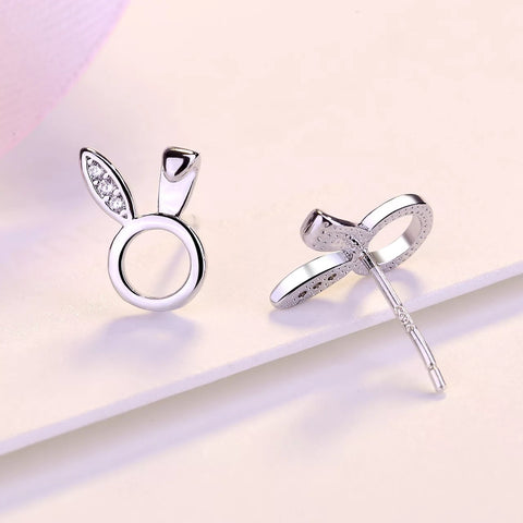 Bunny, Rabbit Ear Silver Stud earrings - Girl’s Earrings, Easter Earrings