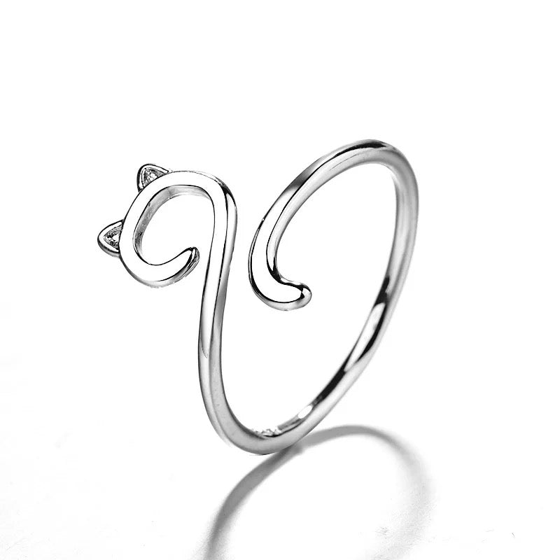 Silver Cat Ring Adjustable