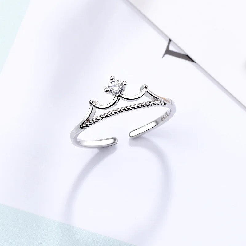 Silver Princess Crown Coronation Ring