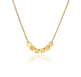 Delicate Chain Necklace with Square Beads - Gold or Silver