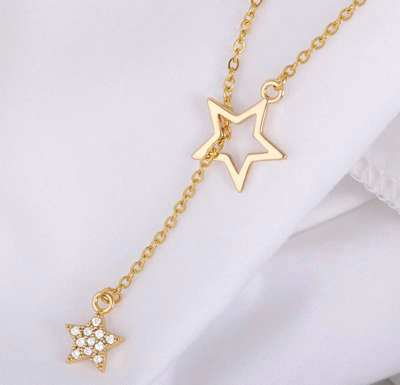 Stars Adjustable Lariat Necklace - Gold, Silver and Rose Gold
