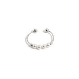 Pearl Beaded Silver Adjustable Ring