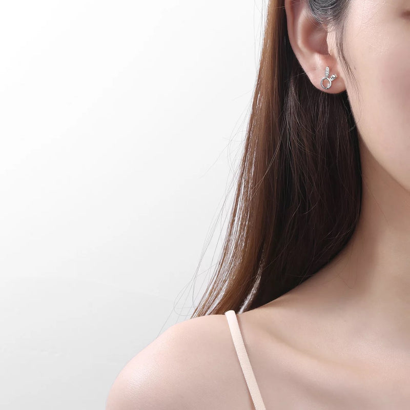 Bunny, Rabbit Ear Silver Stud earrings - Girl’s Earrings, Easter Earrings