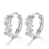 Leaf Huggie Hoop Earrings Silver - STYLACITY