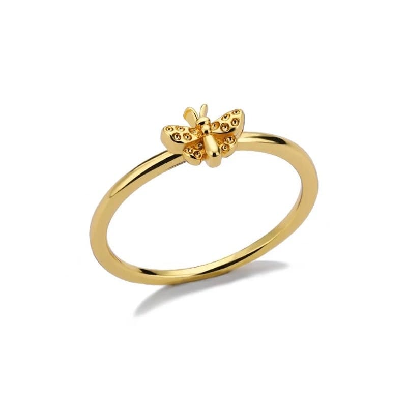 Mini Bee Ring in Gold and Silver size 7 - Gold - Jewellery