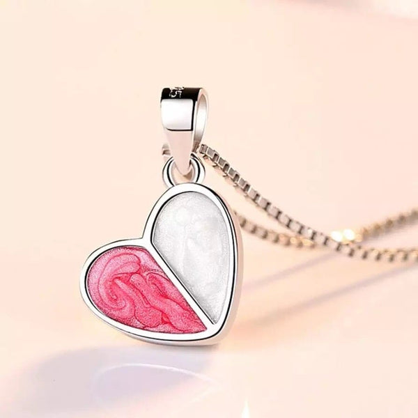 Pink and Pearl Silver Heart Pendant Necklace - Jewellery