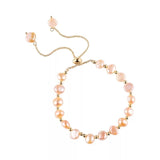 Pink Freshwater Pearl Adjustable Bracelet with Gold Beads - 