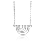 Rainbow Curved Half Hoop Pendant Necklace in Silver and Rose