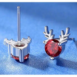 Reindeer Rudolph Christmas Stud Earrings - Red