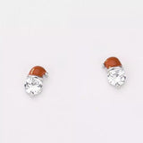 Santa Christmas Silver Stud Earrings with Cubic Zirconia 