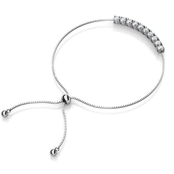 Silver Adjustable Bracelet with Swarovski Crystals - 