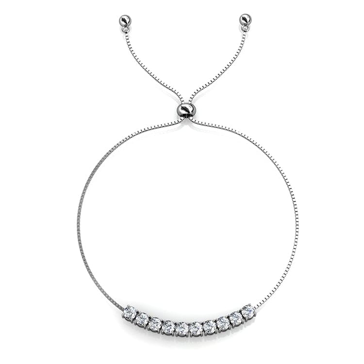 Silver Adjustable Bracelet with Swarovski Crystals - 