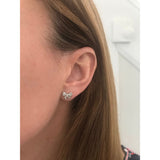 Silver Bow Swarovski Crystal Stud Earrings Rhodium Plated