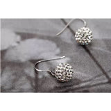 Silver Crystal Ball Drop Earrings with Cubic Zirconia Stones