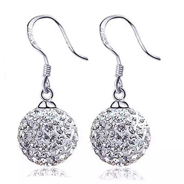 Silver Crystal Ball Drop Earrings with Cubic Zirconia Stones